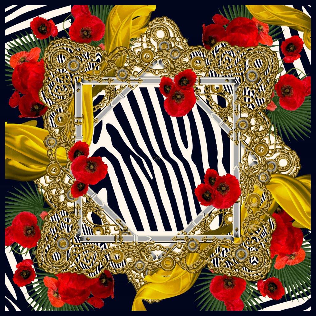 Samara Framed Poppys Navy SH642-10 70cm