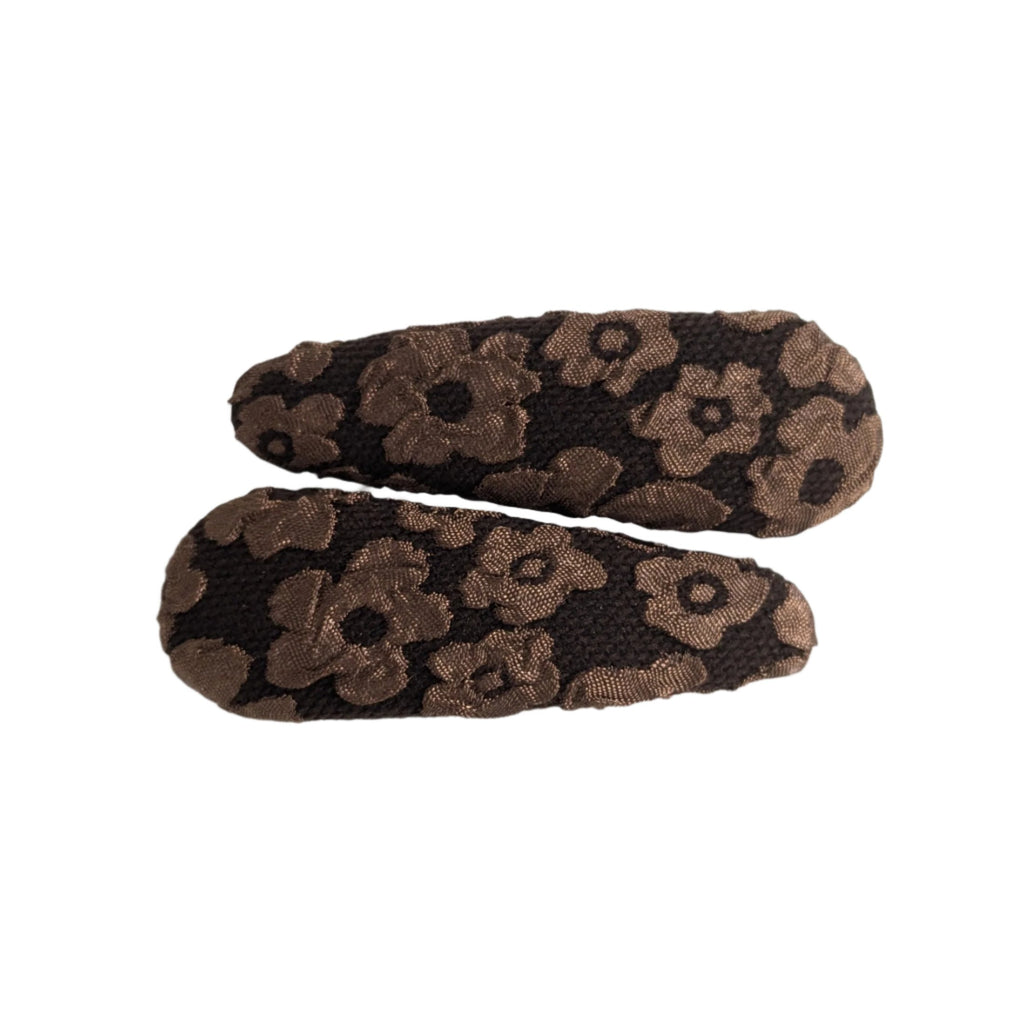 Fabric Snap Clips Brown Floral  AC252