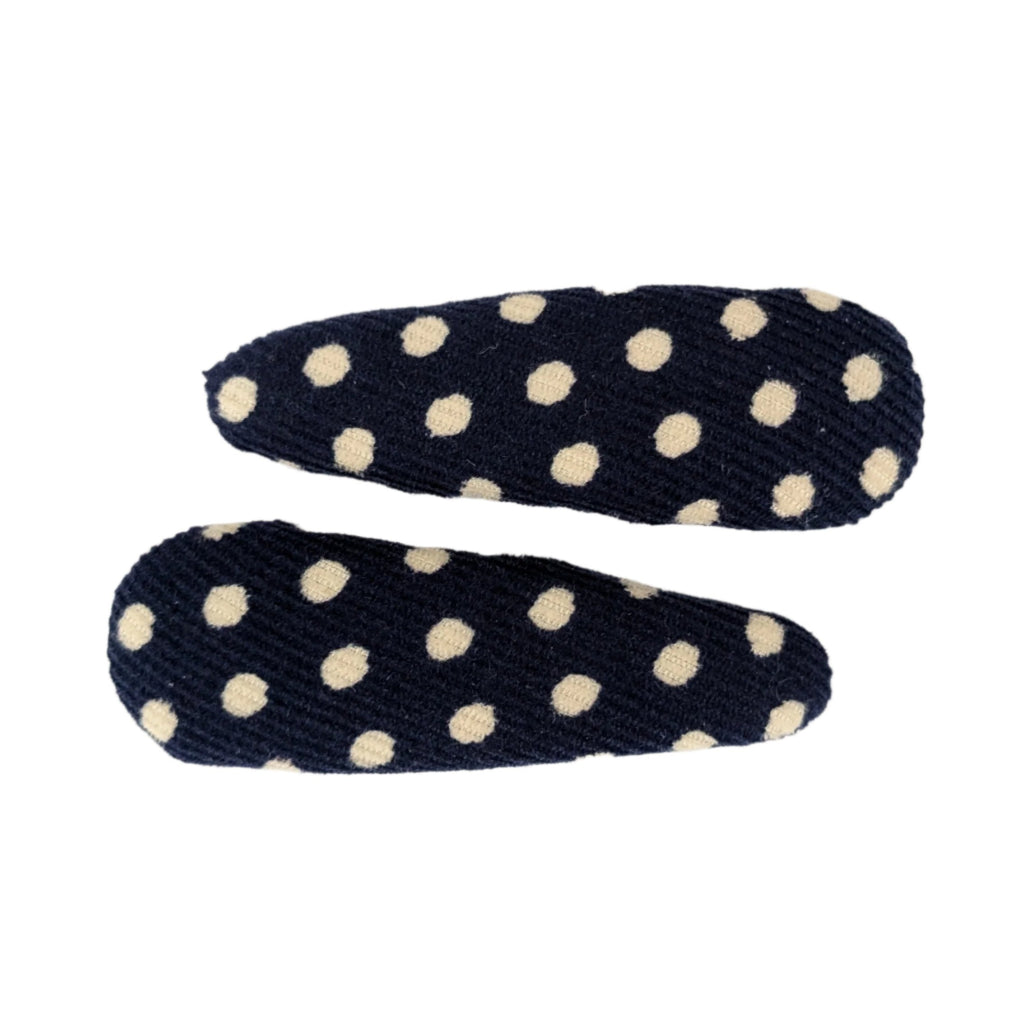 Fabric Snap Clips Navy Polka Dot  AC254