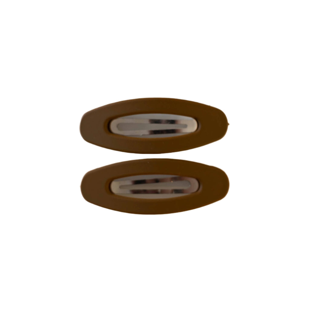 Frosted Oval Snap Clips - Latte brown  AC257