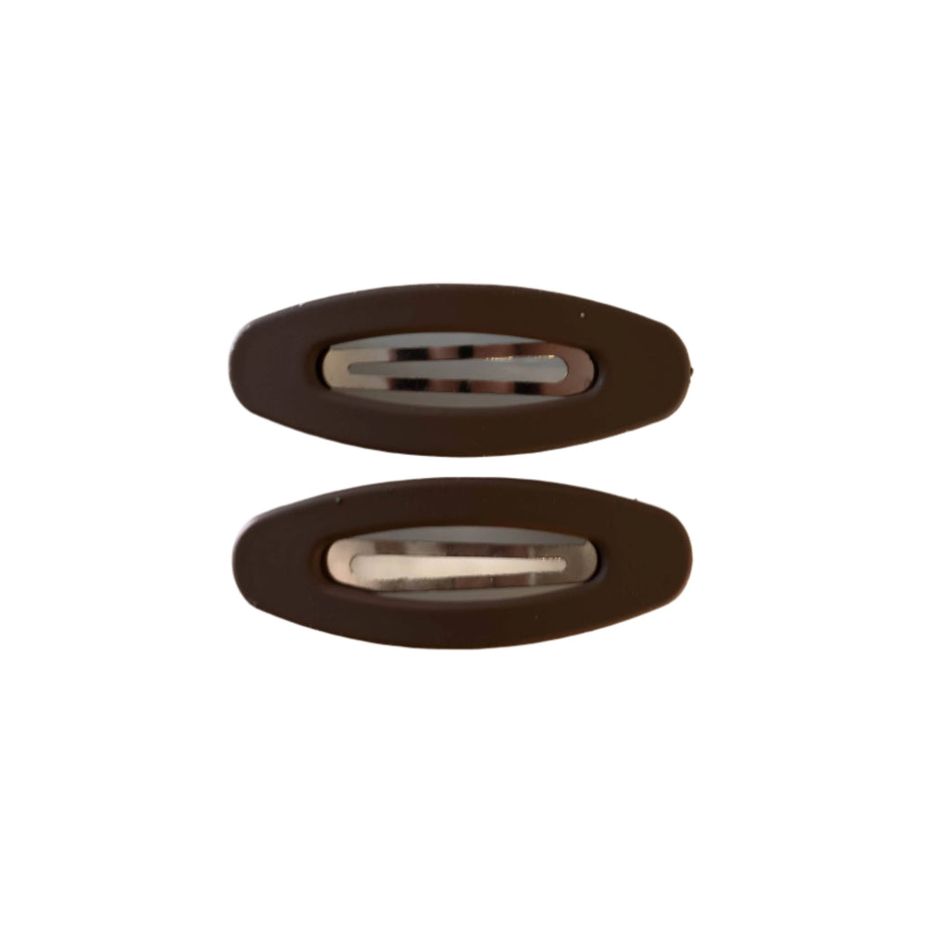 Frosted Oval Snap Clips - Coffee Brown  AC259