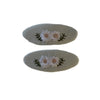 Fabric Oval Snap Clips - Soft Green Embroidered  AC271