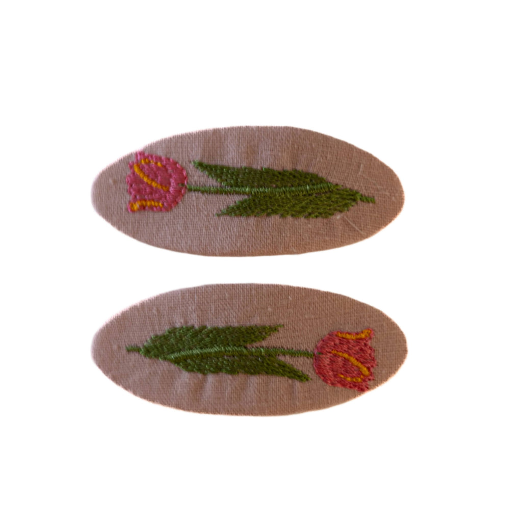 Fabric Oval Snap Clips - Pale Pink/Pink Tulip  AC282