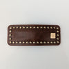 Vivente Leather Studs Snap Clip Brown  AC462