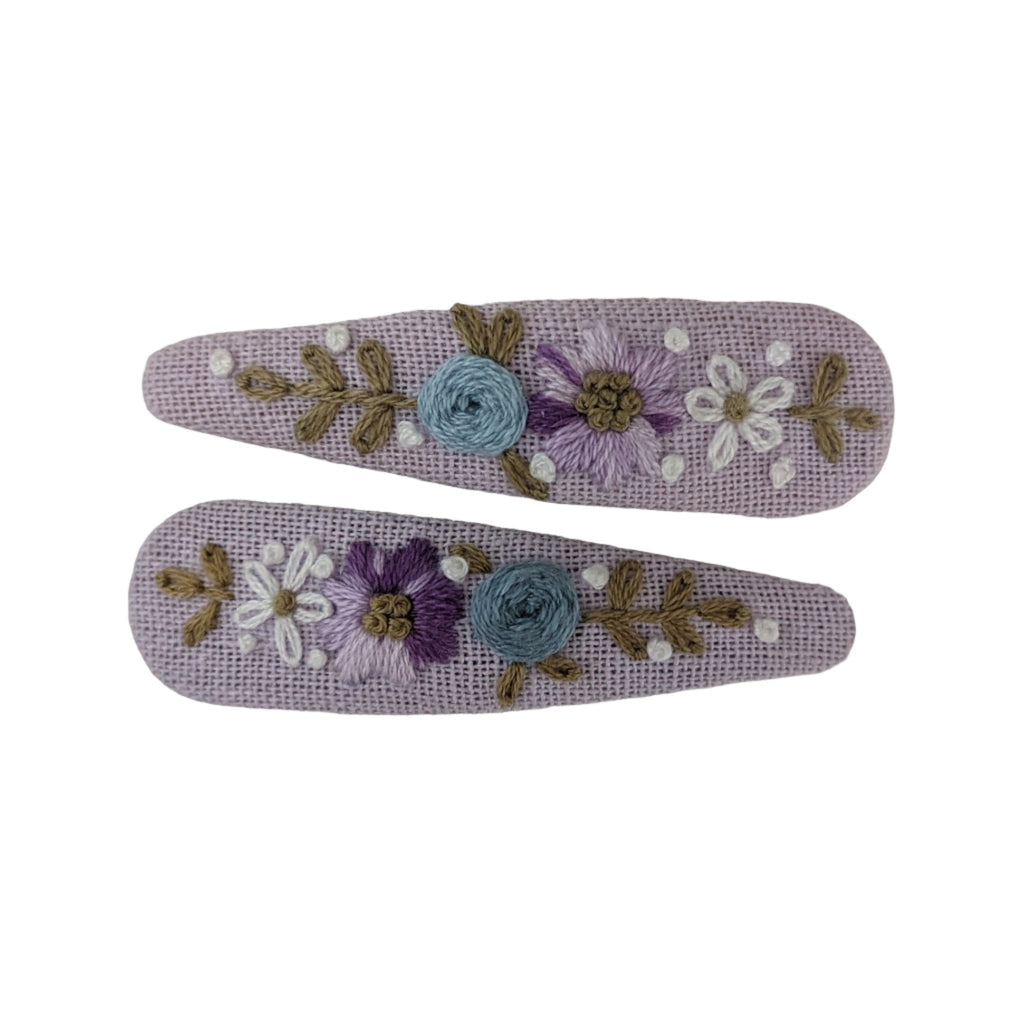 Vivente Embroiderd Baby Breath Pastel Flower Lavender Snap Clips AC689