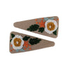 Vivente Triangle Embroidered Orange Flower Snap Clips AC690