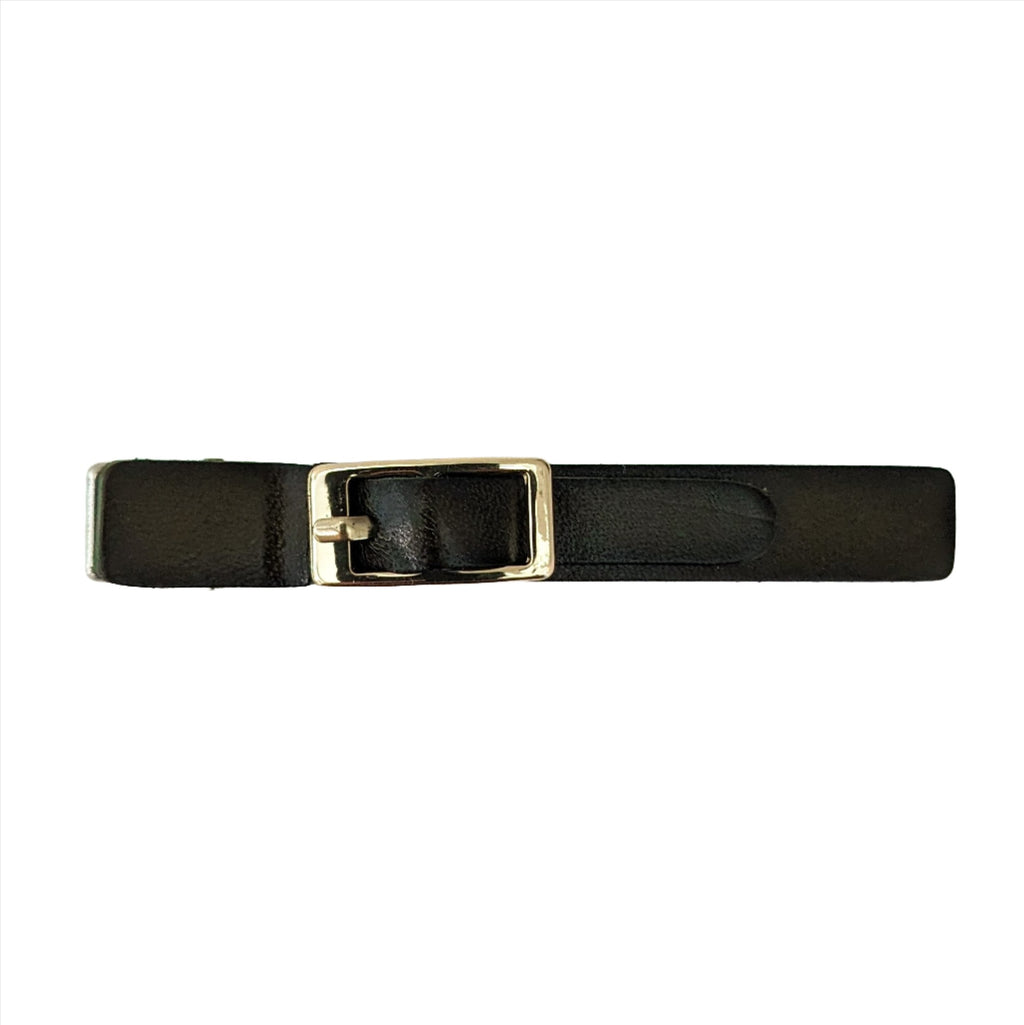 Faux Leather Buckle Clip Brown AC992