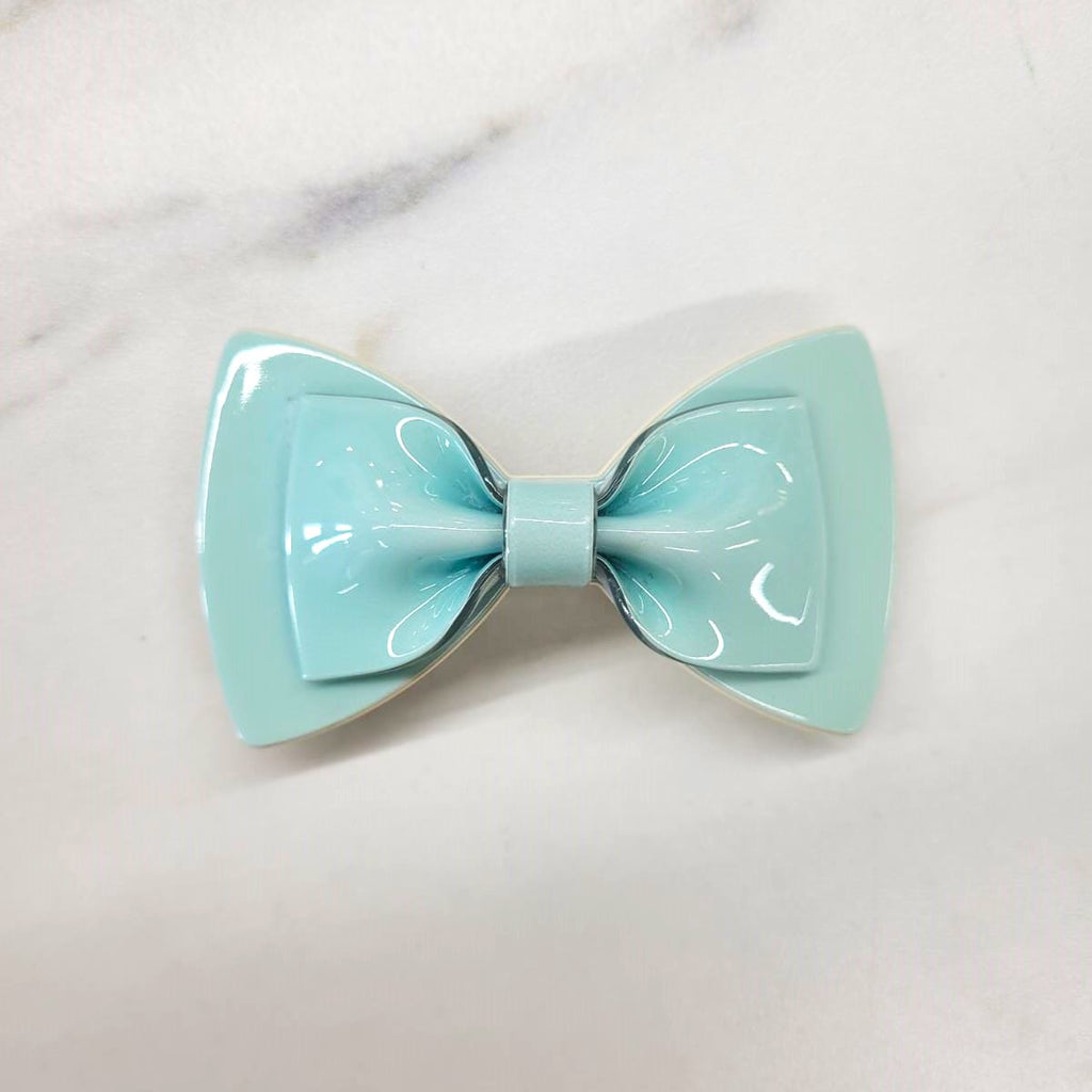 Double Layer Bow Barrette Clip Aqua BC0207