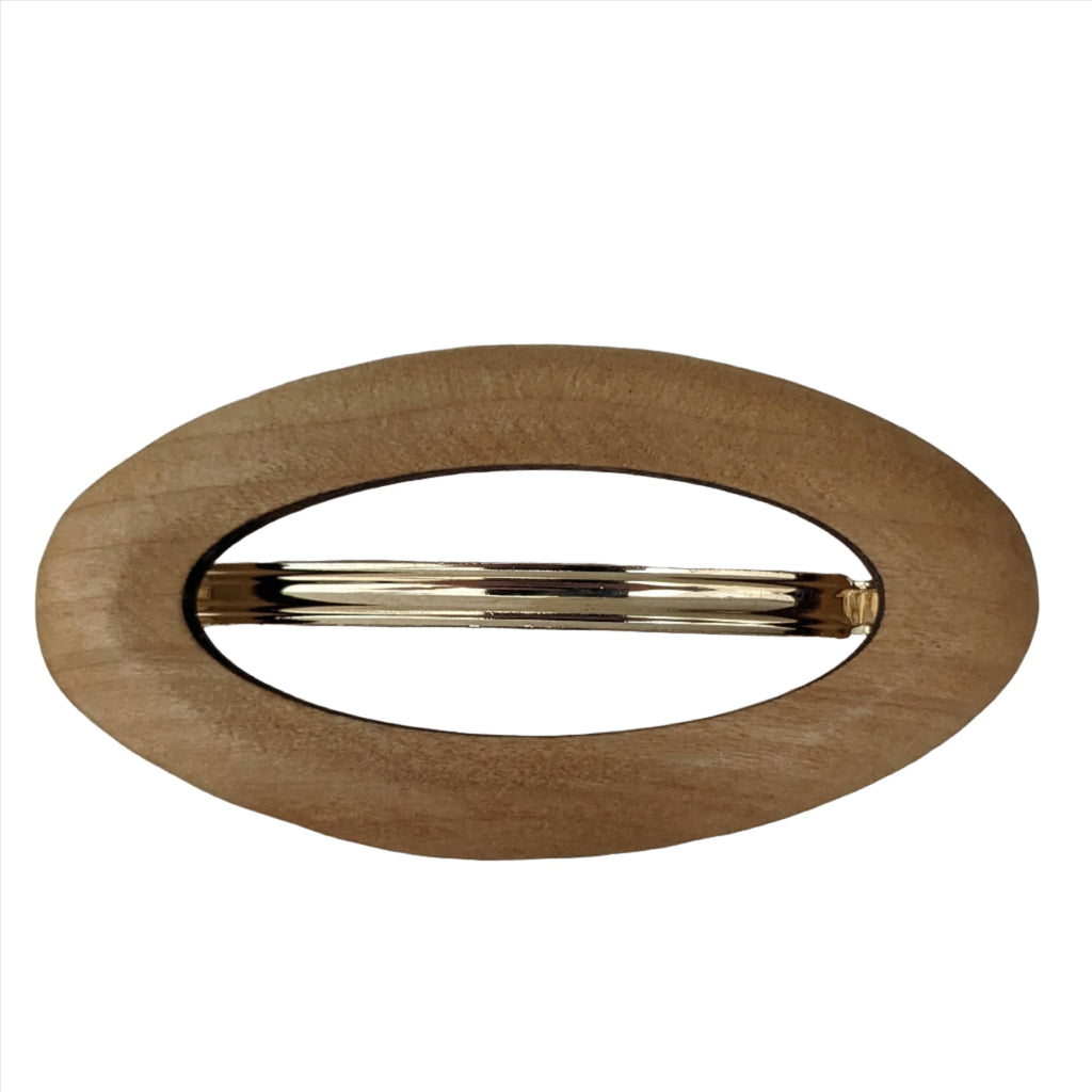 Oval Wood Barrette Clip Natural BC773