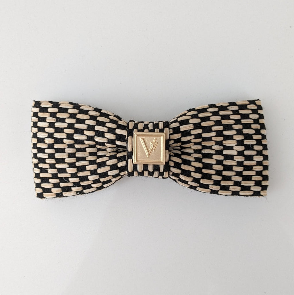 Vivente Straw Bow Barrette Black, Cream BC792