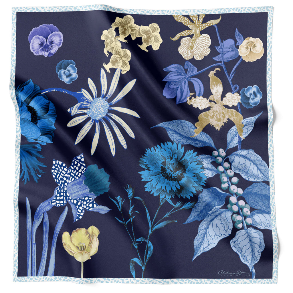 Clelia & Romy Wildflower Sketches Navy Blue CM622-2 90cm