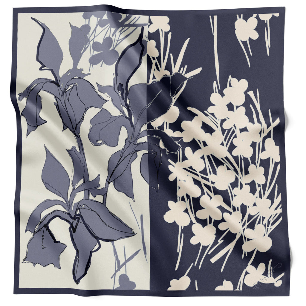 Clelia & Romy Fleur de Villes Navy and Red Double Sided CM623-1 90cm