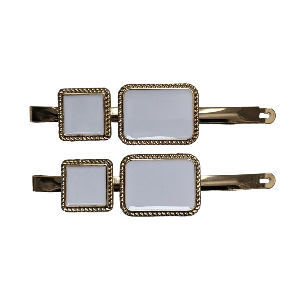 Vivente Double Rectangle Clips Ivory HC819