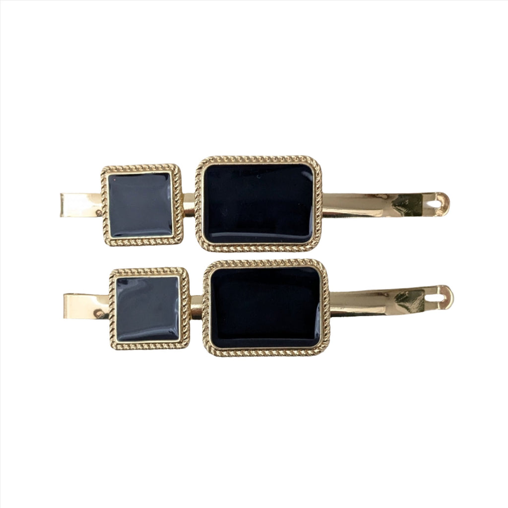 Vivente Double Rectangle Clips Navy HC864