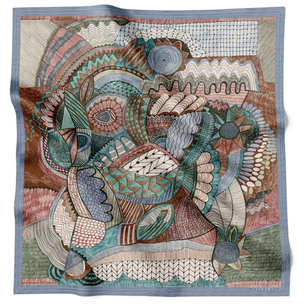 Nicholas Kohl Zentangle Turquoise KL65-2 90cm