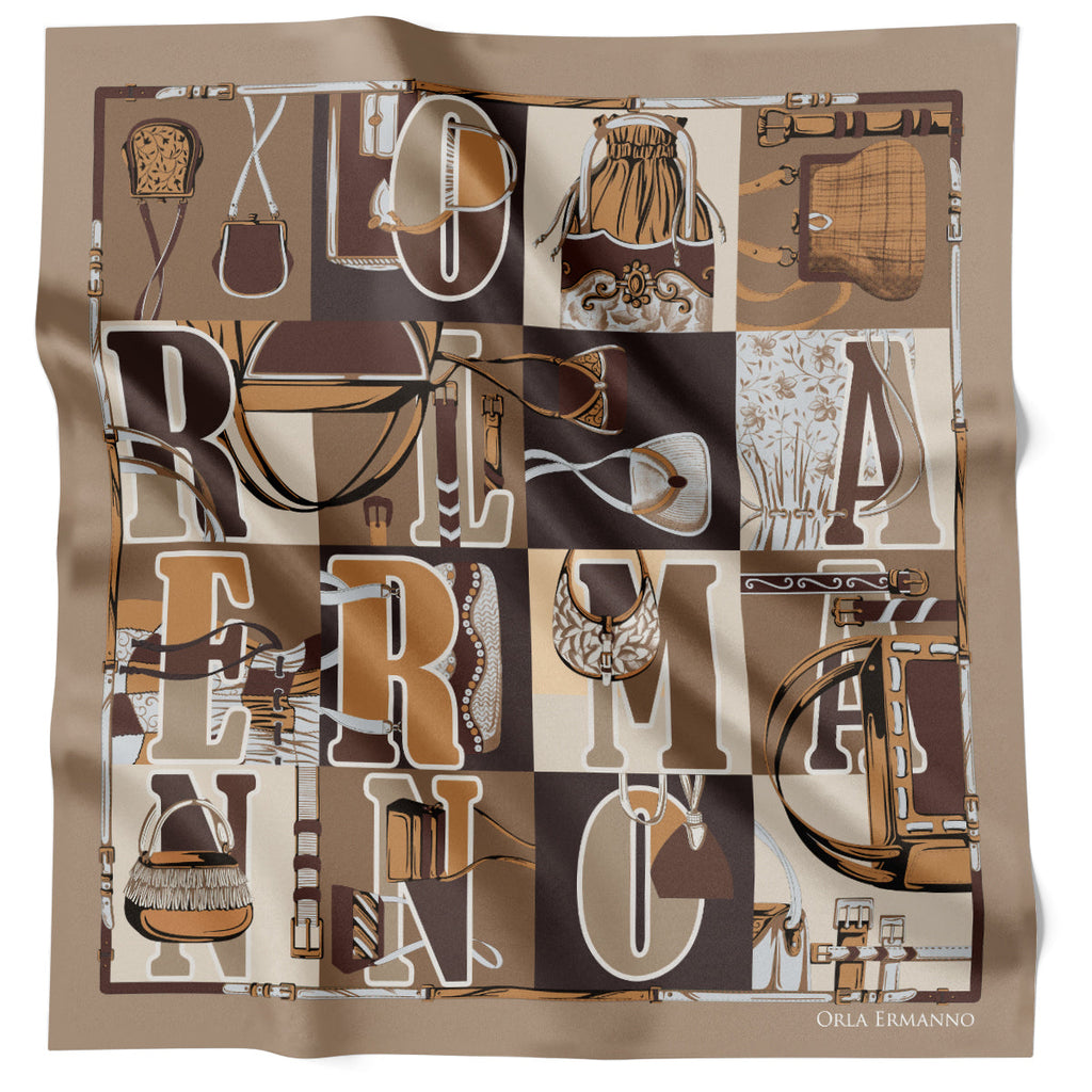 Orla Ermanno Fringed Purse Strings Mocha Mousse OE424-2 90cm