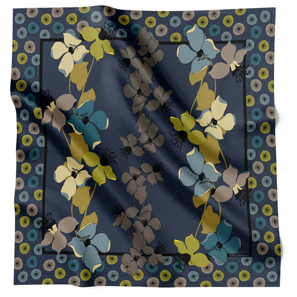 Orla Ermanno Climbing Flowerets Navy OE438-1 90cm