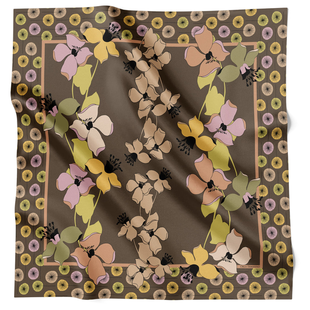 Orla Ermanno Climbing Flowerets Brown OE438-3 90cm