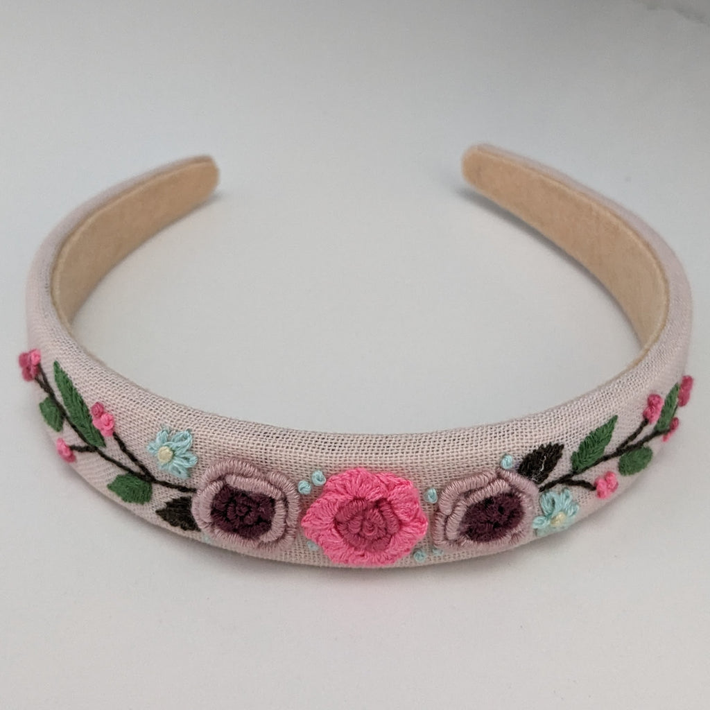 Vivente Embroidered Headband Mauve with Pink VB330