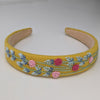 Vivente Embroidered Headband Yellow with Pink Flowers VB334