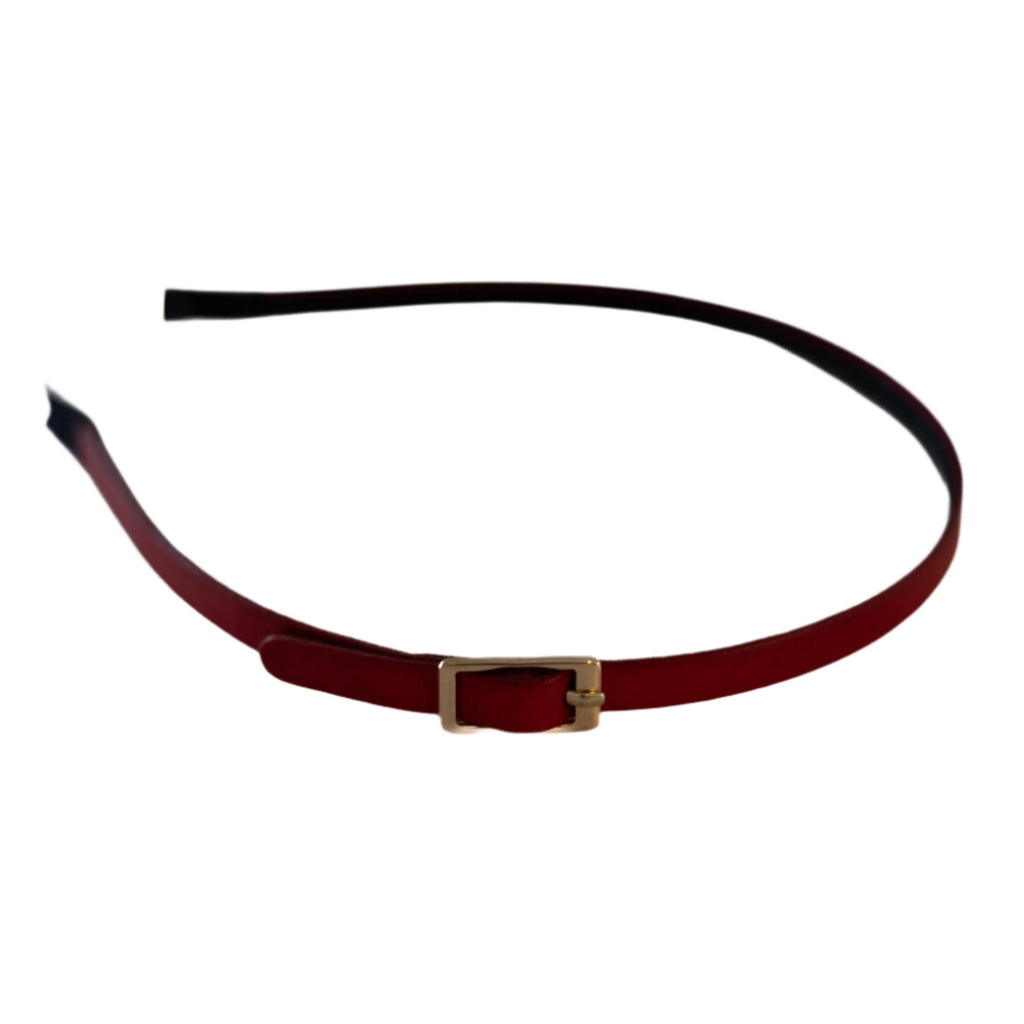 Vivente Thin Leather Buckle Headband  Red  VB337