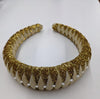 Not Joss Bows Cream/Gold Woven Band with Crystals NJB303