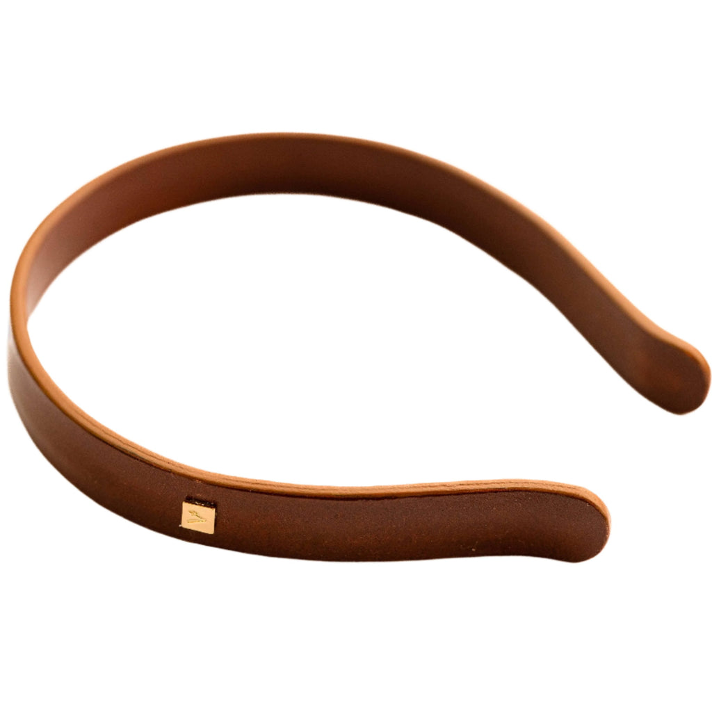 Vivente Solid Leather Headband  Brown  VB341