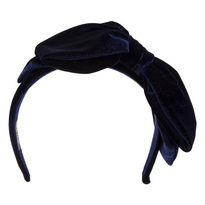 Ruby WIllow Velvet Double Bow Headband Navy RW103