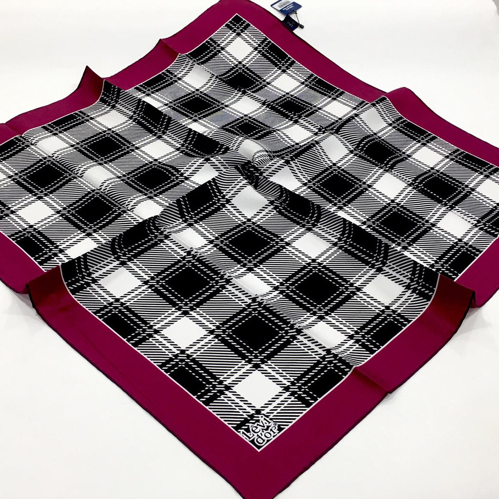 Levi D'or Black and cream check with Maroon Border LD6870 90 cm