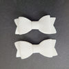 Pebbled Leather Bow Alligator Clips White AC134