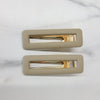 Rectangular hollow alligator clips taupe AC154