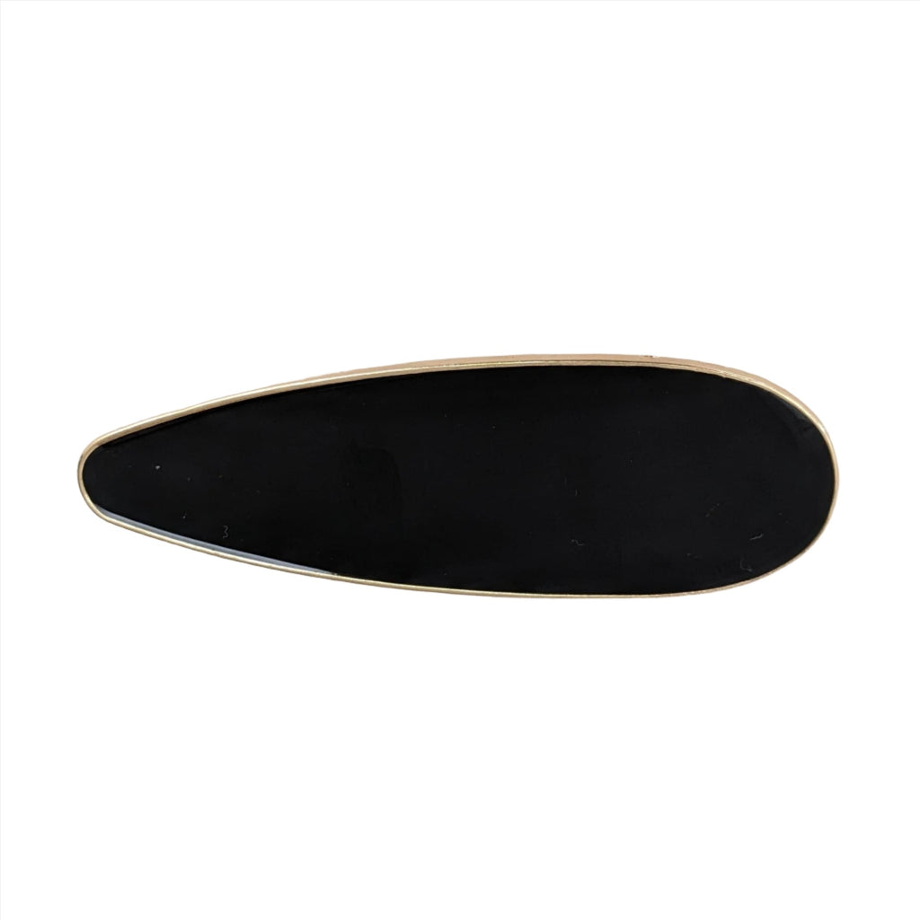 Enamel Teardrop Alligator Clip Black AC206