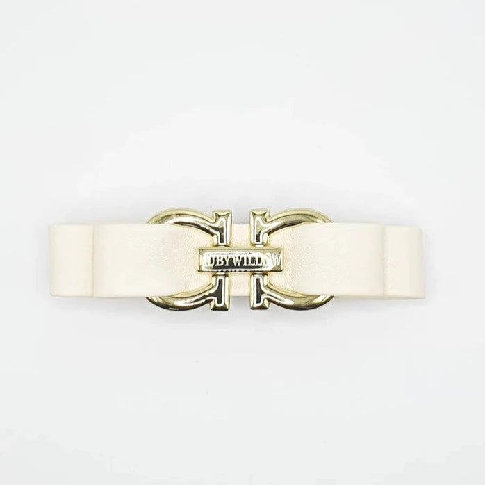 Ruby Willow Valentina Faux Leather Barrette Clip Cream AC331