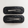 Quilted Leather Hollow Snap Clips Black AC430