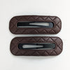 Quilted Leather Hollow Snap Clips Brown AC432