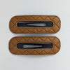 Quilted Leather Hollow Snap Clips Camel AC433