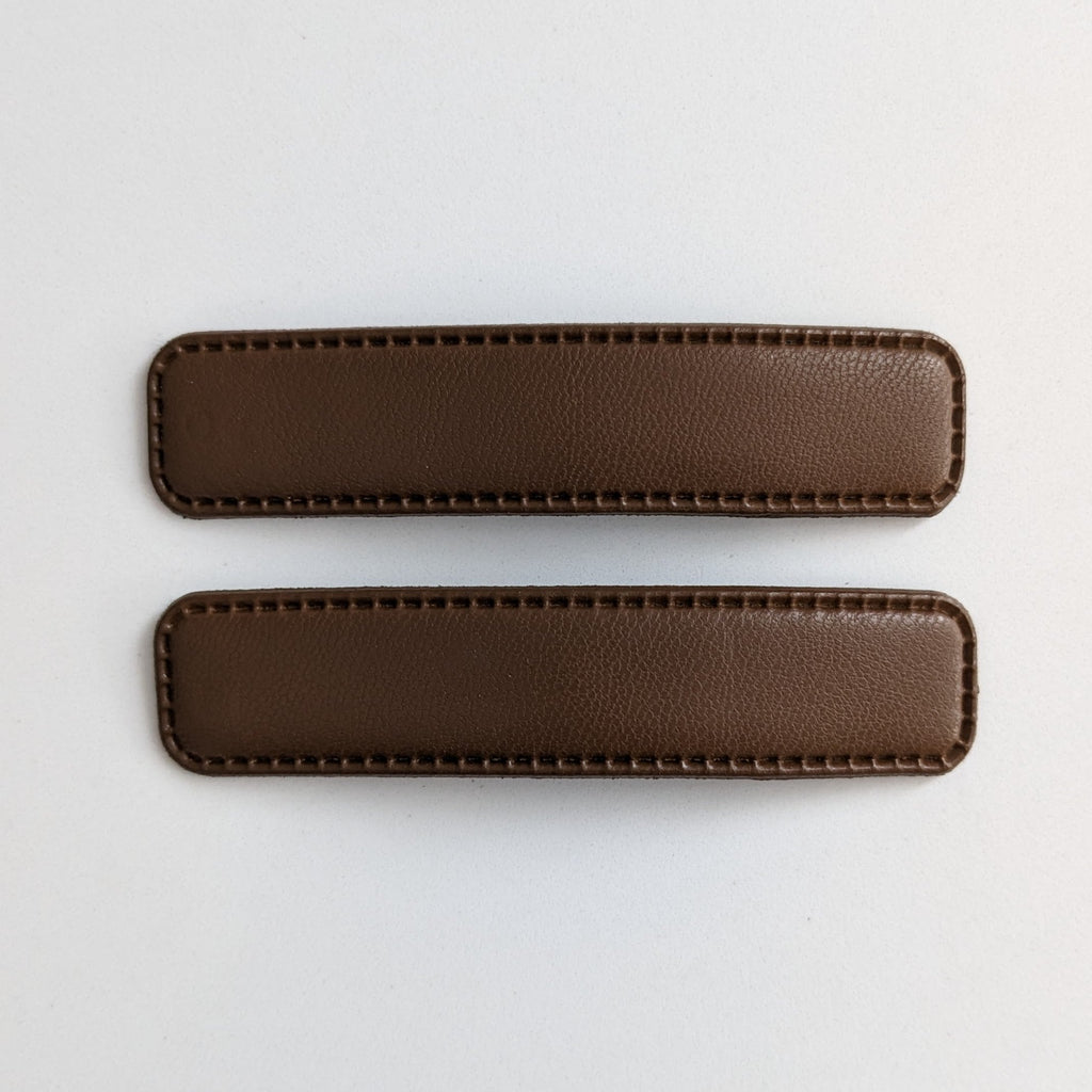 Leather Snap Clips Med Brown AC437