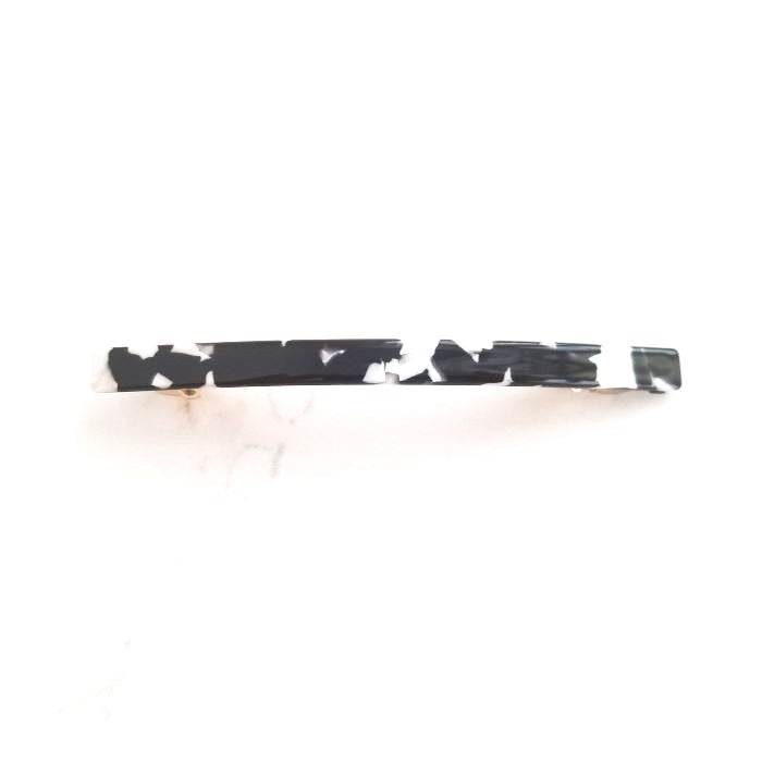 Acetate Barrette Clip Long Black and White BC741