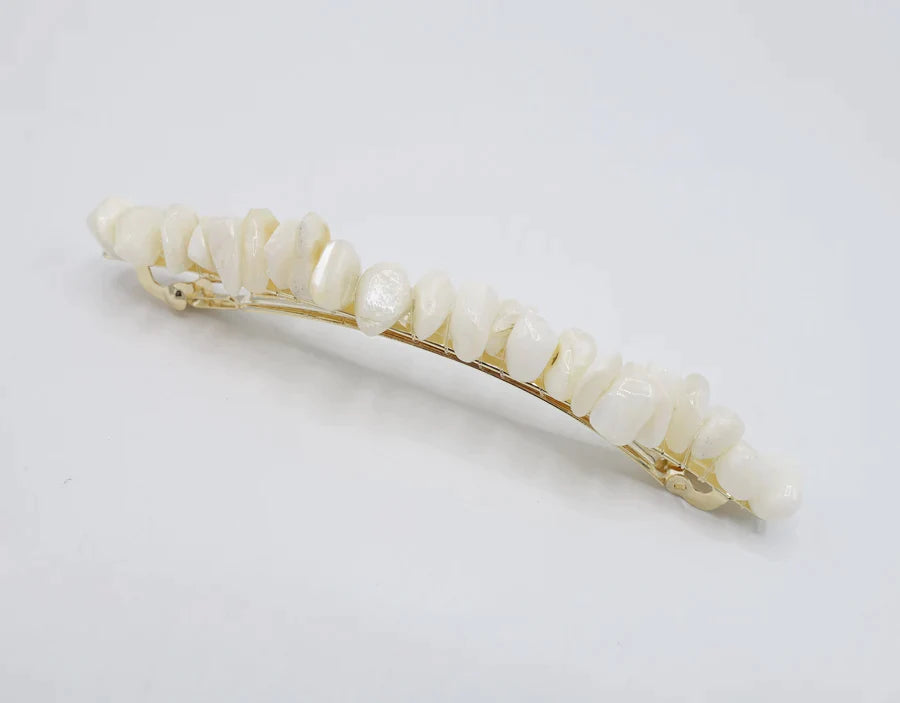 Ivory Pearl Barette Clip BC772