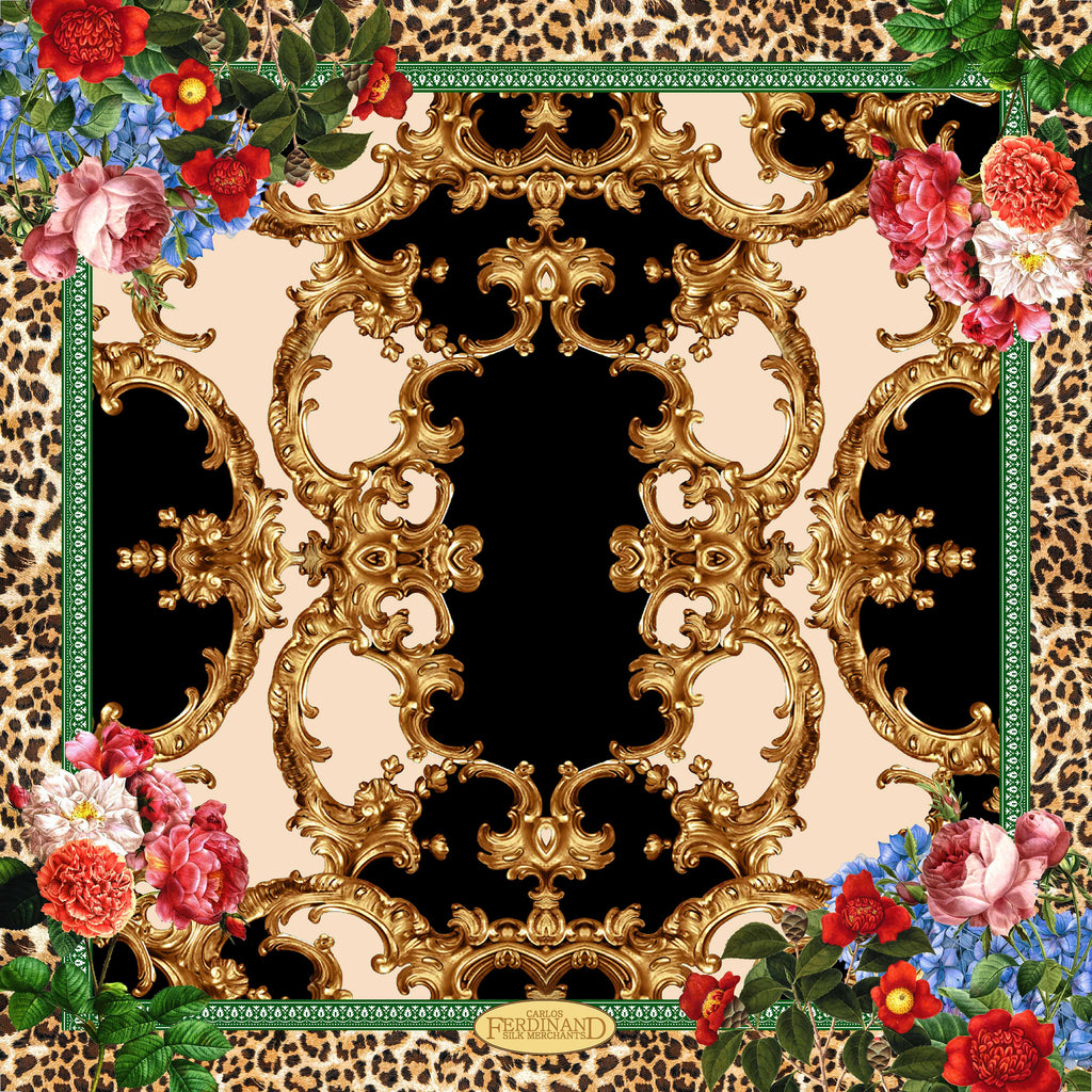 Carlos Ferdinand Leopard framed floral  CF180-1 90cm