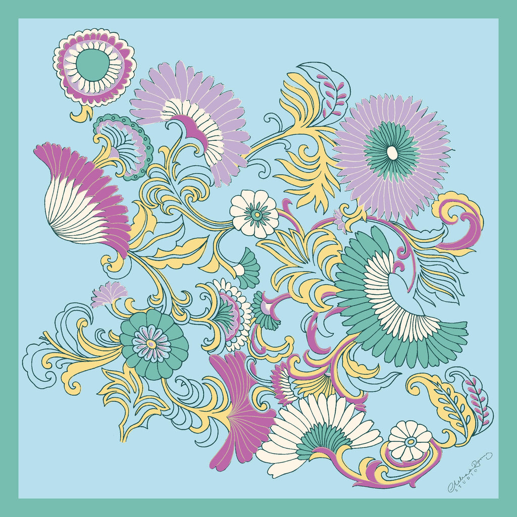 Clelia & Romy Studio Fan Flower Aqua CM603-2 90cm