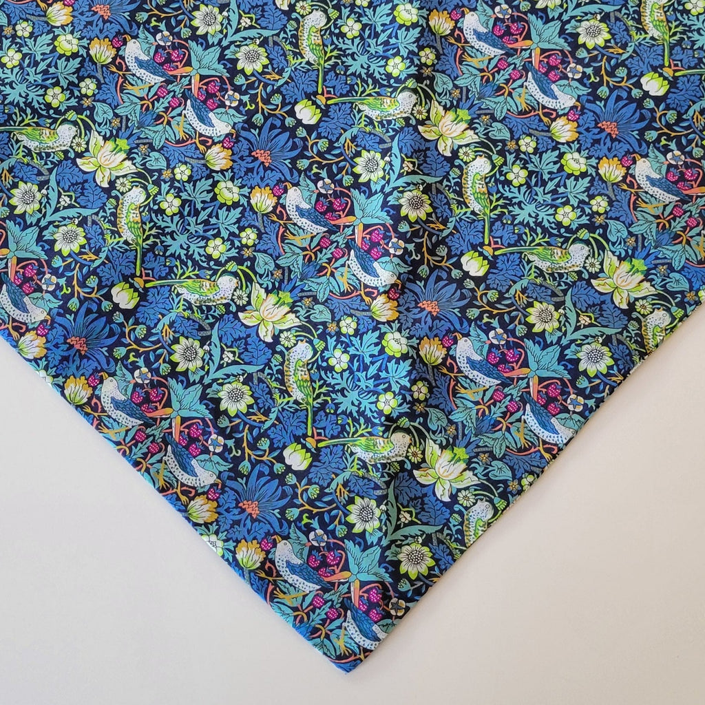 Liberty Triangle Cotton Scarf Strawberry Thief Blue DR01