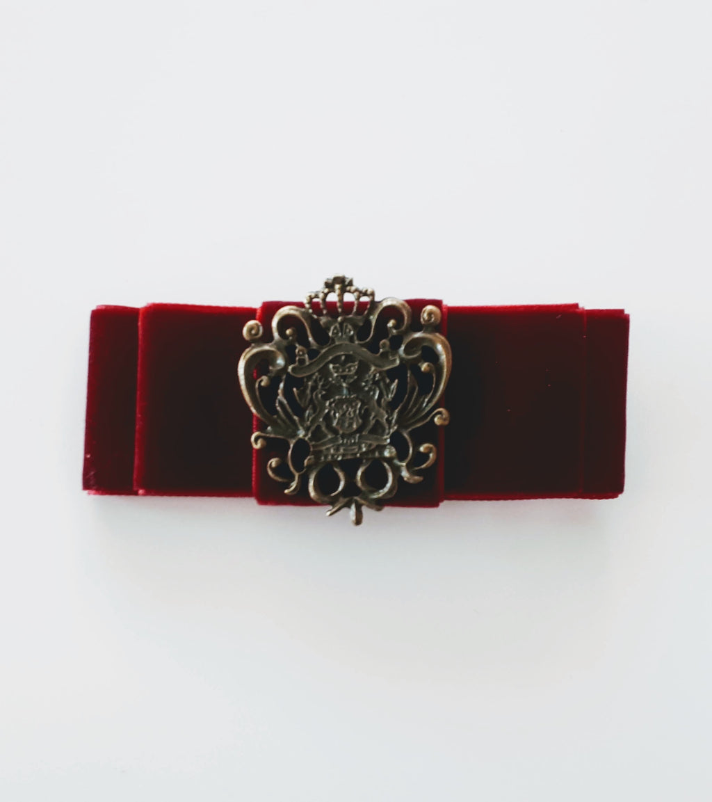 Not Joss Bows Velvet Ribbon Barrette Burgundy FG159