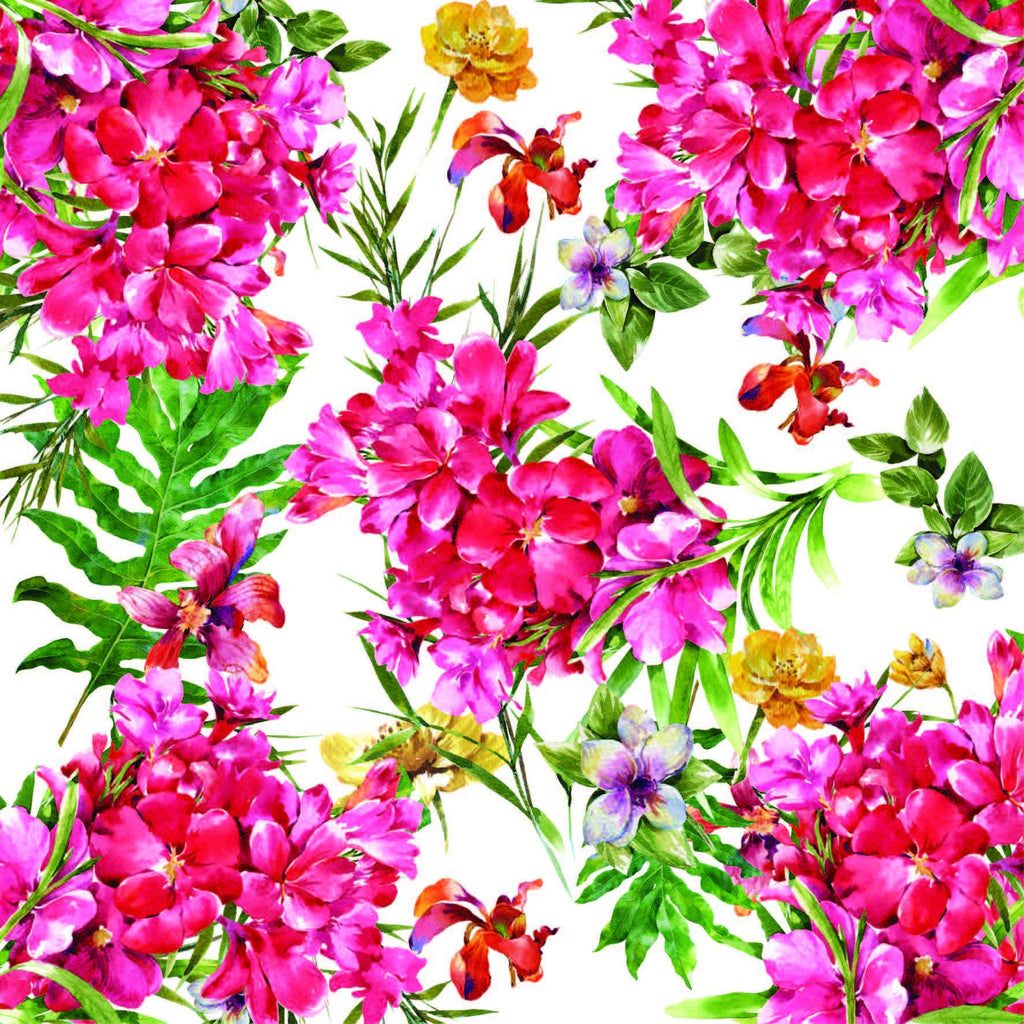 Scattered flowers fuchsia on white ground  GT157-1 70cm