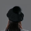 Knit Wool Beret Hat Black/Black HA300