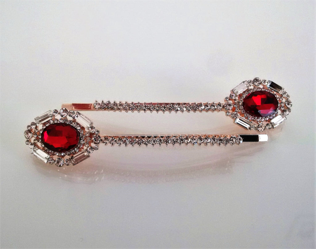 Vintage Long Hair Clips Red HC168