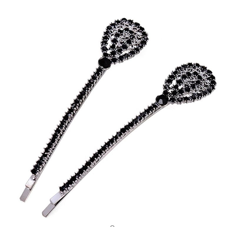 Assorted Hair Clips Black Raindrop HC190