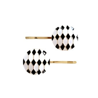 Harlequin Hair Clips Black/White HC517C