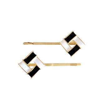 Interlock Hair Clips Black/White HC537A