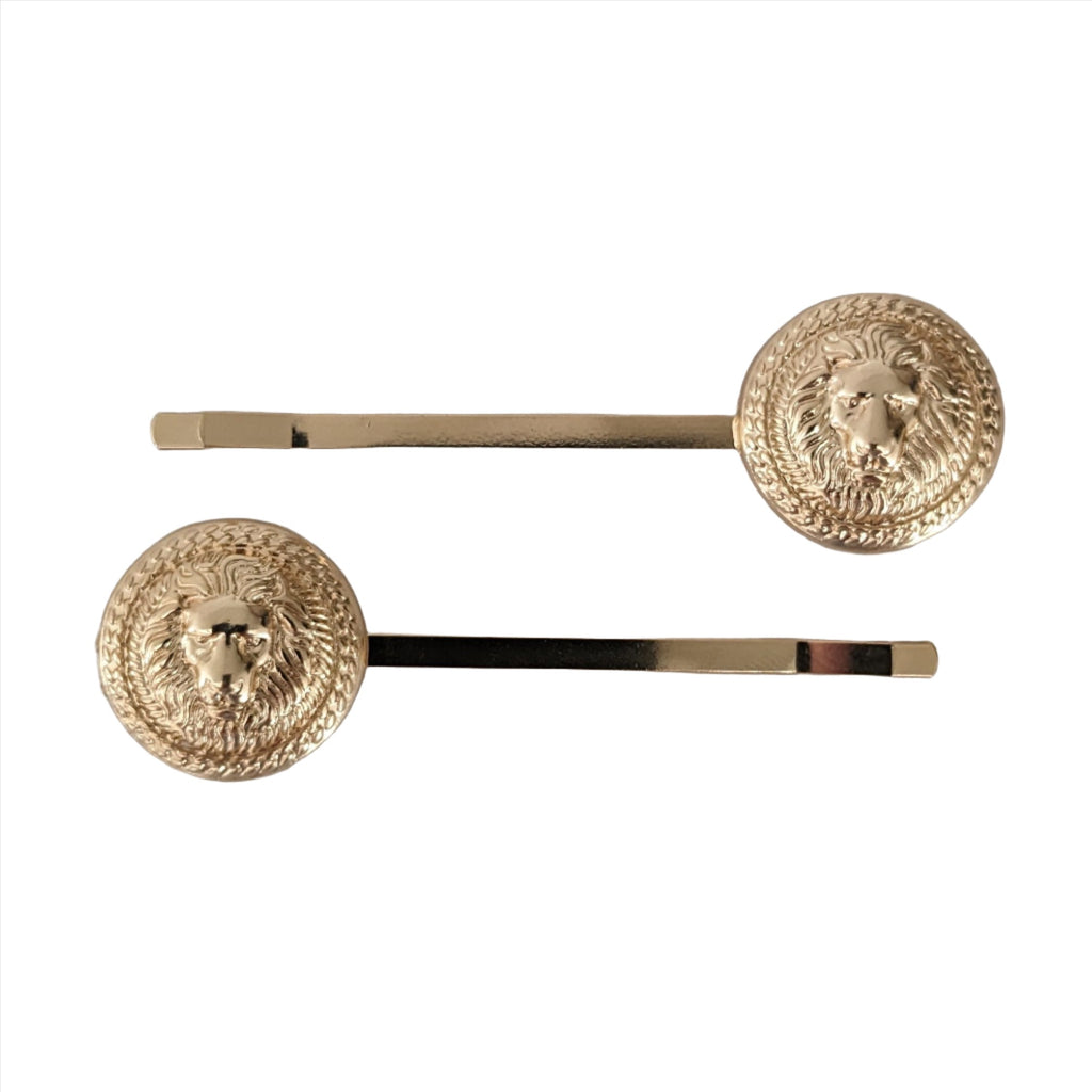 Gold Round Lionhead Clips Gold HC809